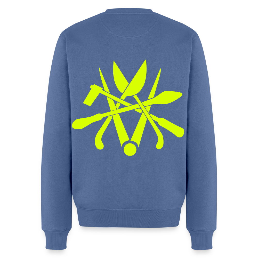 Unisex Premium Pullover "Spengler" neongelb - Taubenblau