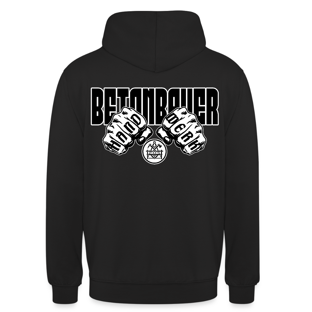 Unisex Hoodie "Betonbauer" (beidseitig bedruckt) - Schwarz