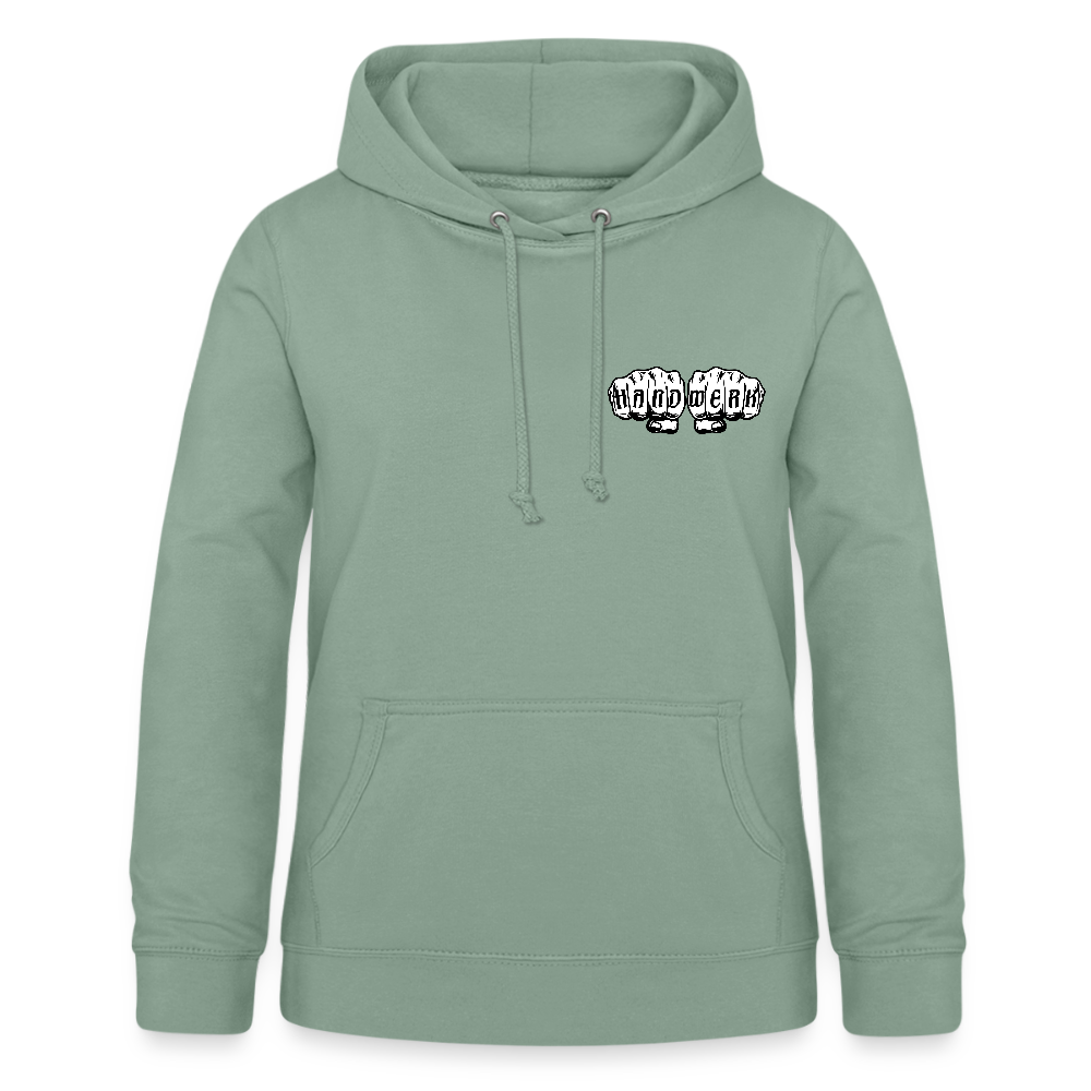 Frauen Hoodie "Heizungsbauerin" (beidseitig beruckt) - Graugrün