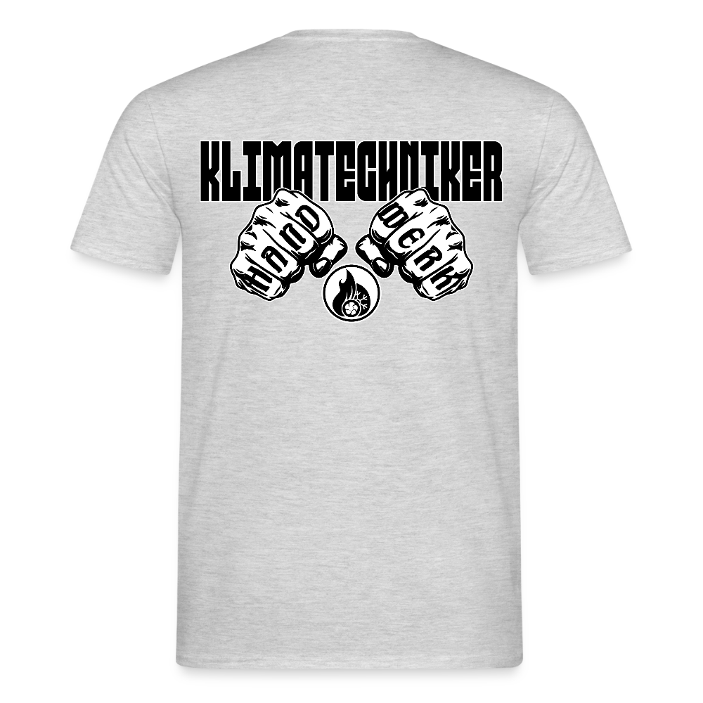 Unisex T-Shirt "Klimatechniker" (beidseitig bedruckt) Grau meliert Männer T-Shirt
