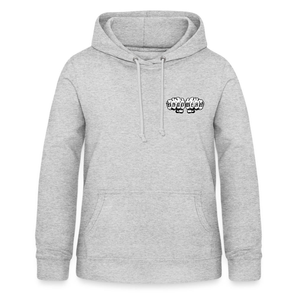 Frauen Hoodie "Bodenlegerin" (beidseitig beruckt) - Hellgrau meliert