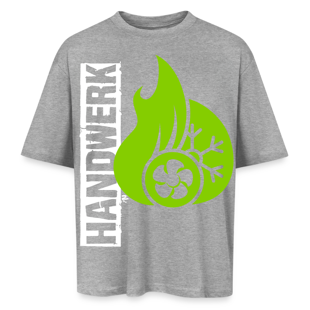 Oversized Unisex T-Shirt "Klimatechniker" Grau meliert Oversized Unisex T-Shirt