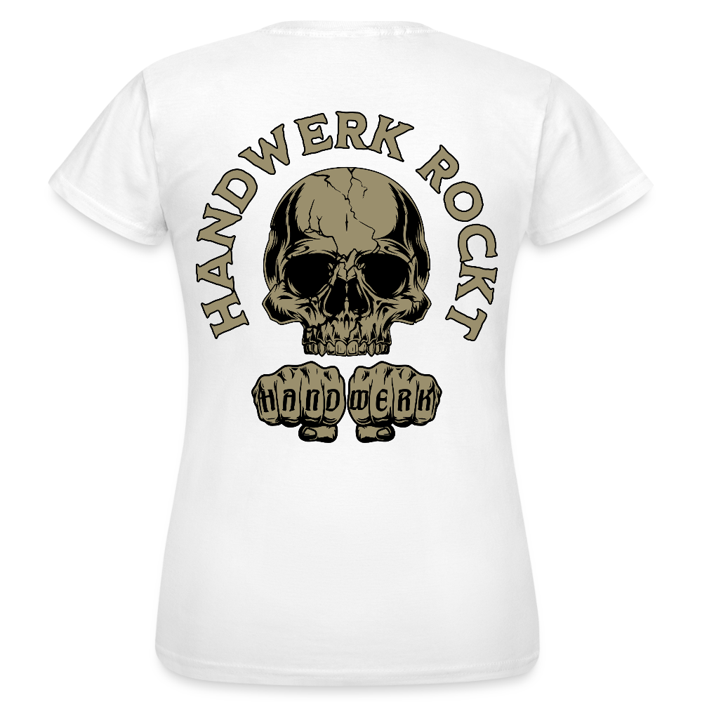 Frauen T-Shirt "Handwerk-Rockt" (beidseitig bedruckt) - Weiß