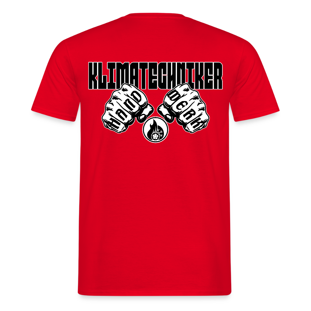Unisex T-Shirt "Klimatechniker" (beidseitig bedruckt) Rot Männer T-Shirt