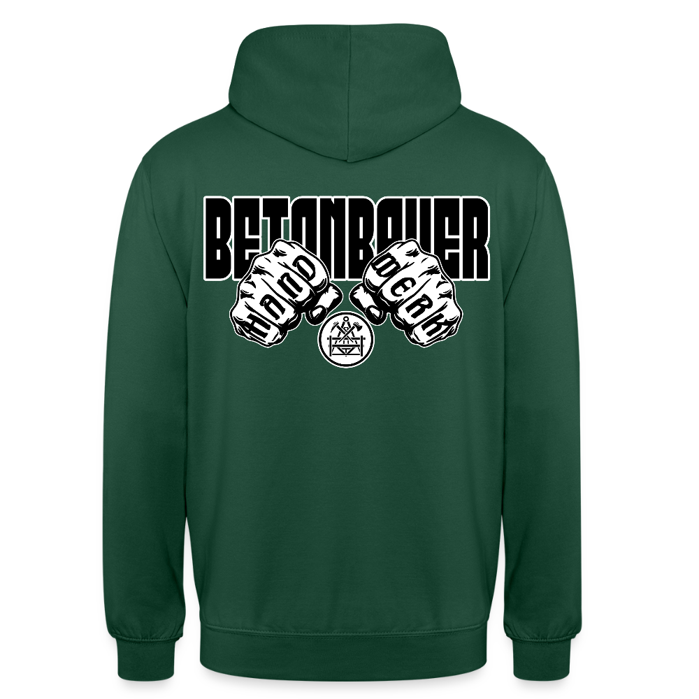 Unisex Hoodie "Betonbauer" (beidseitig bedruckt) - Flaschengrün