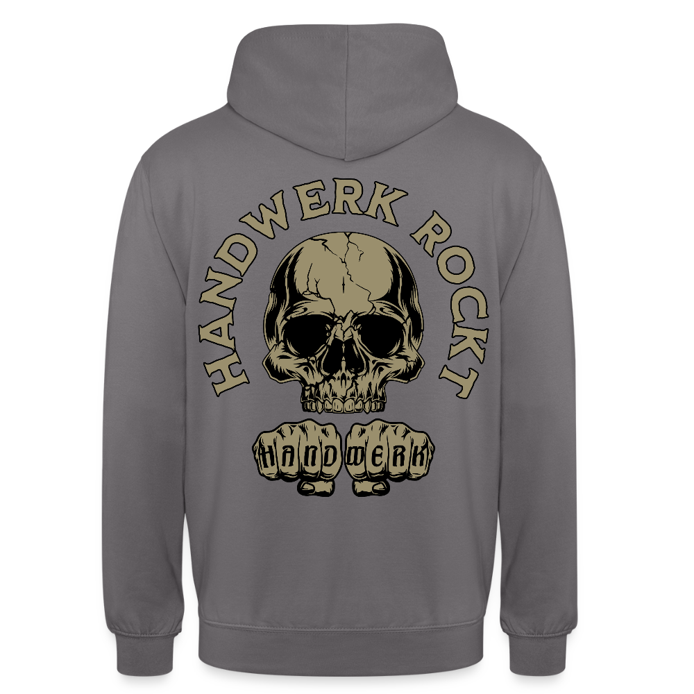 Unisex Hoodie "Handwerk-Rockt" (beidseitig bedruckt) - Mittelgrau