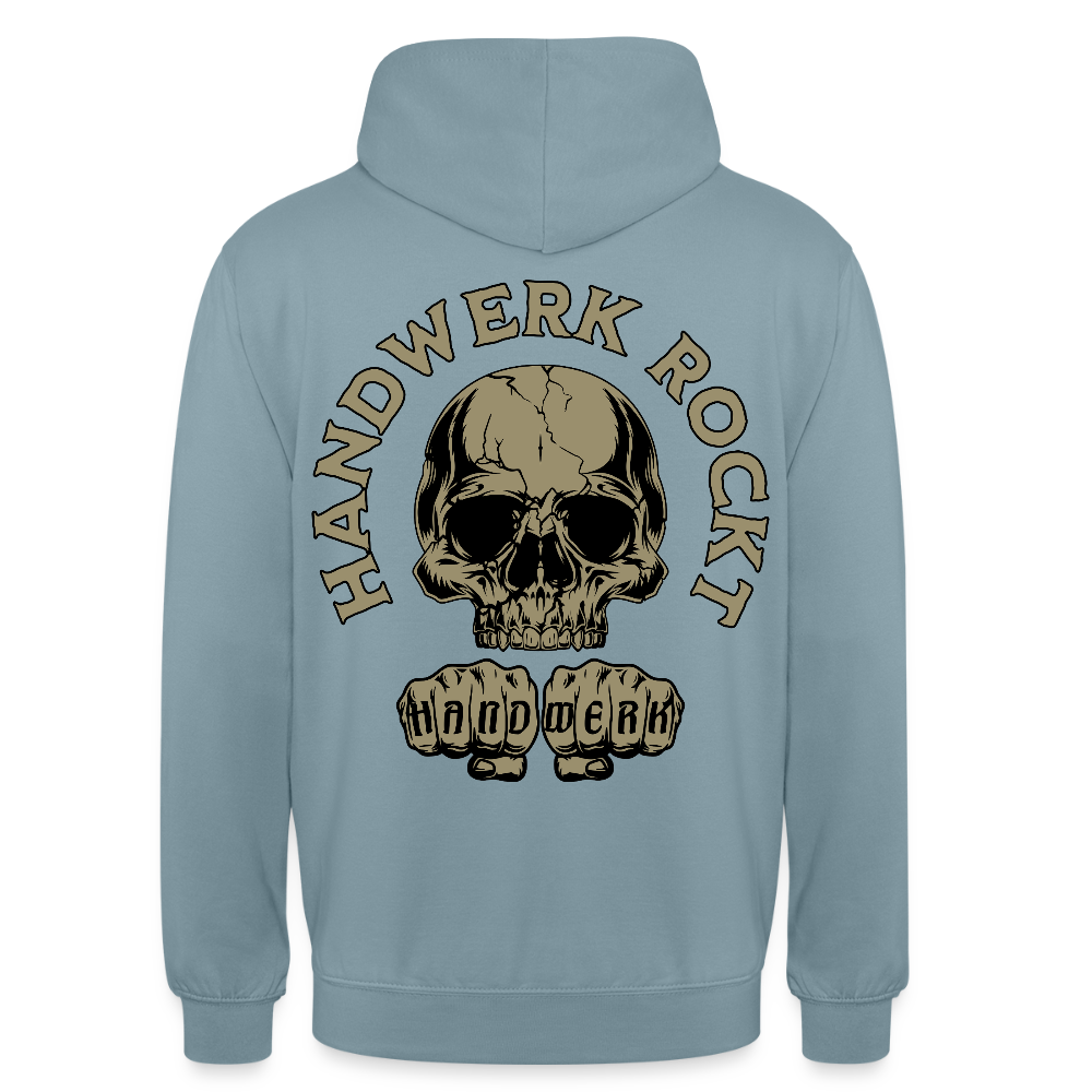 Unisex Hoodie "Handwerk-Rockt" (beidseitig bedruckt) - Nebelblau