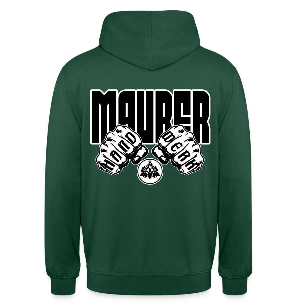 Unisex Hoodie "Maurer" (beidseitig bedruckt) Flaschengrün Unisex Hoodie
