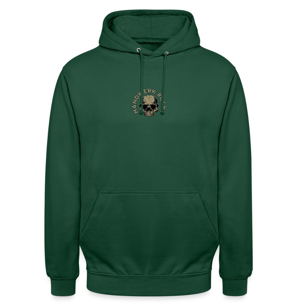 Unisex Hoodie "Handwerk-Rockt" (beidseitig bedruckt) - Flaschengrün