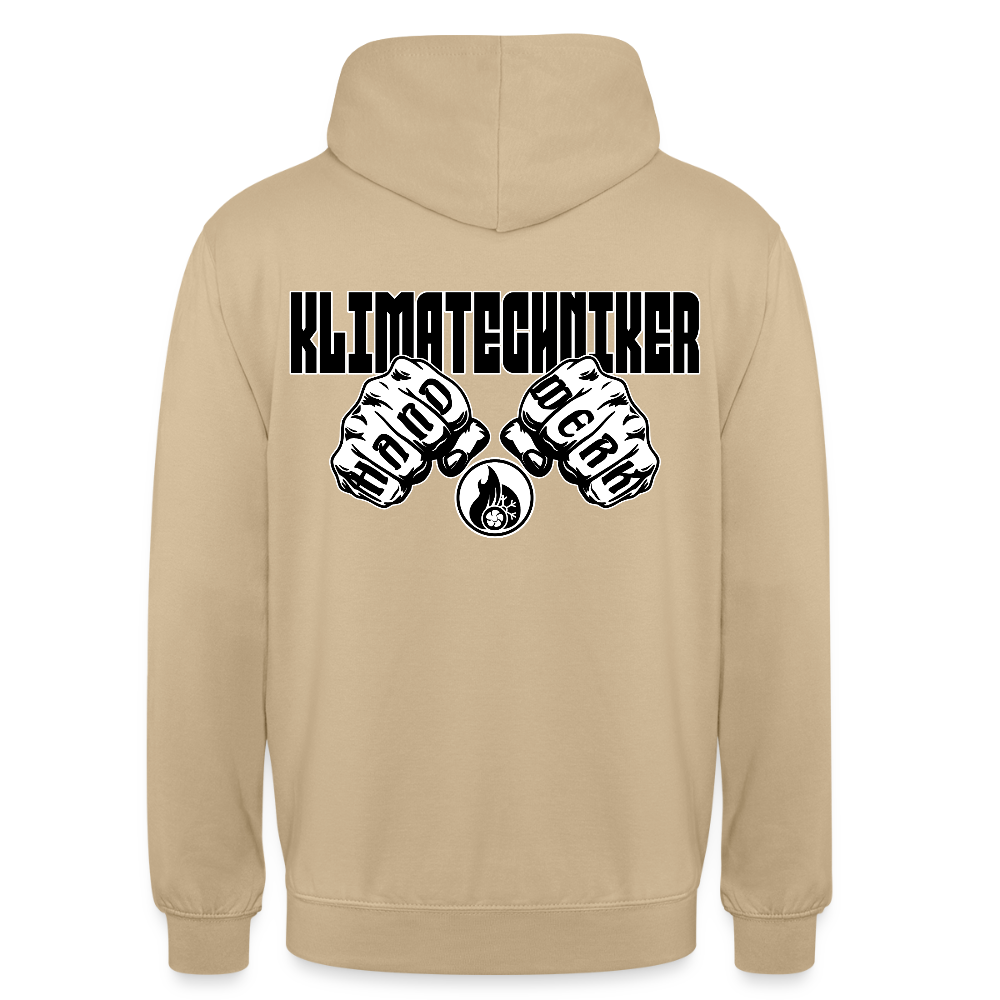 Unisex Hoodie "Klimatechniker" (beidseitig bedruckt) - Beige