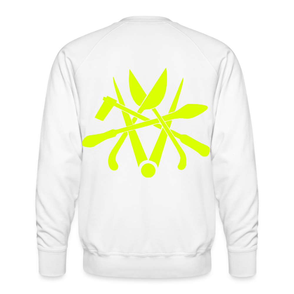 Unisex Premium Pullover "Spengler" neongelb - Weiß