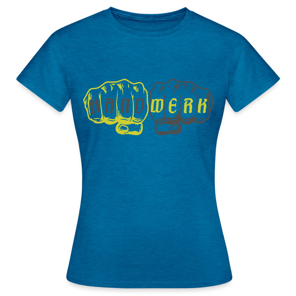 Frauen T-Shirt "Handwerk" Antikblaues Saphir meliert Frauen T-Shirt