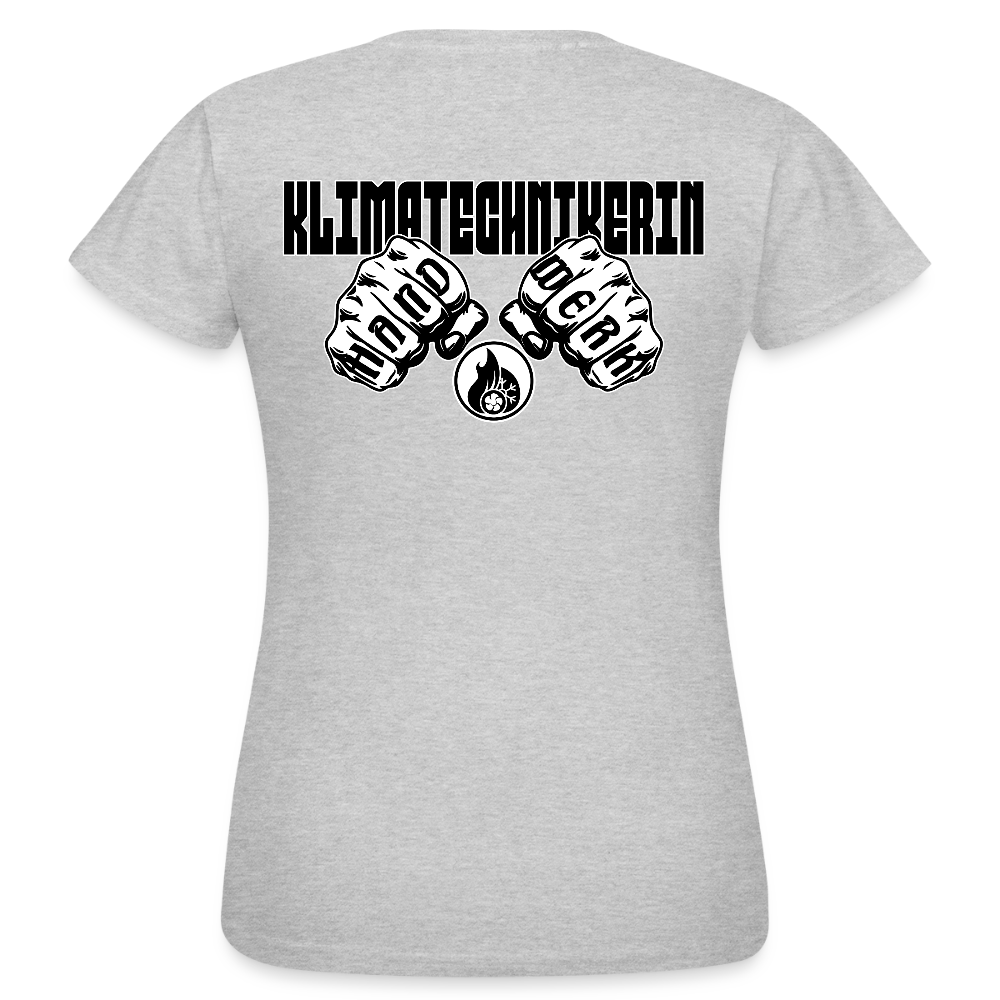 Frauen T-Shirt "Klimatechnikerin" (beidseitig bedruckt) - Grau meliert