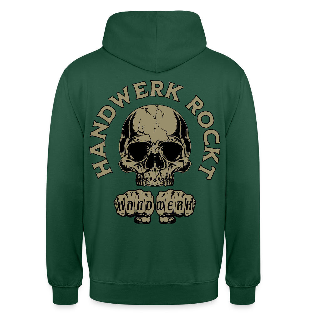 Unisex Hoodie "Handwerk-Rockt" (beidseitig bedruckt) - Flaschengrün