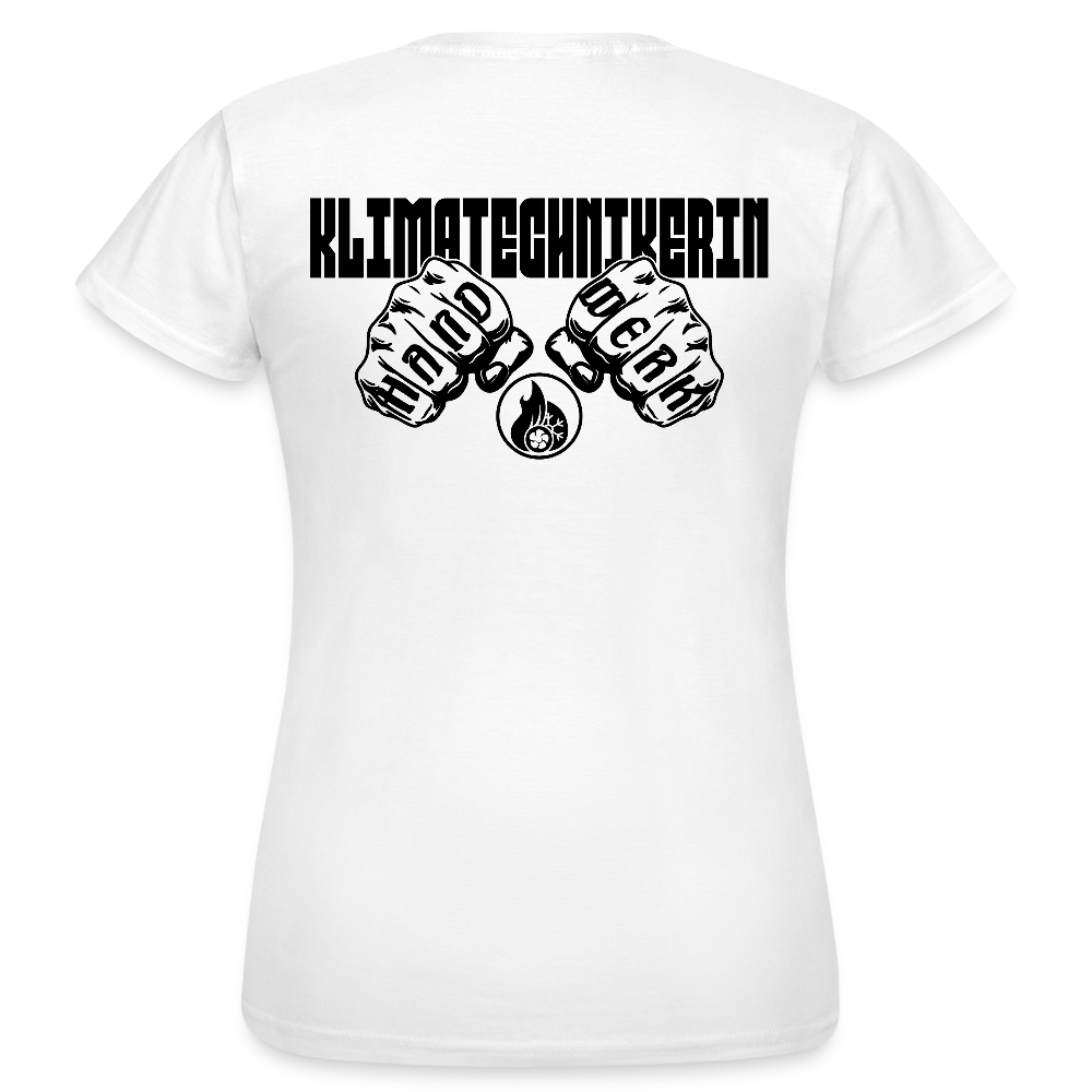 Frauen T-Shirt "Klimatechnikerin" (beidseitig bedruckt) - Weiß