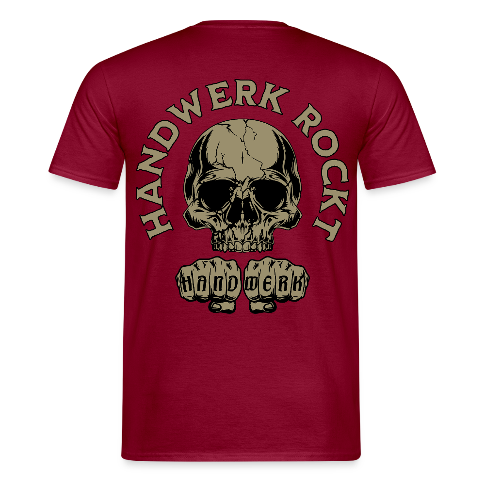 Unisex T-Shirt "Handwerk-Rockt" (beidseitig bedruckt) - Ziegelrot