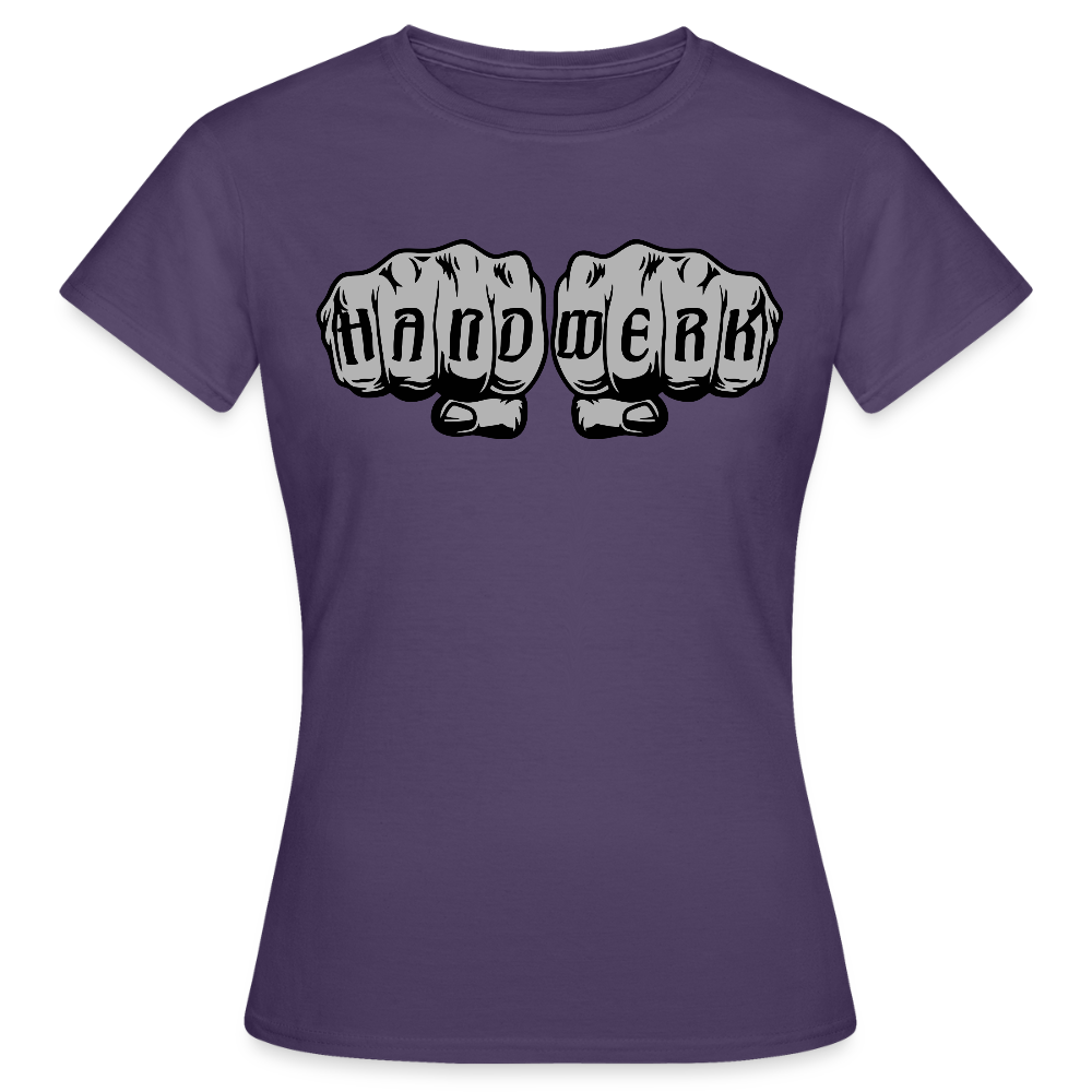 Frauen T-Shirt "Power-Handwerk" Dunkellila Frauen T-Shirt