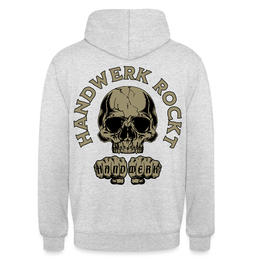 Unisex Hoodie "Handwerk-Rockt" (beidseitig bedruckt) - Hellgrau meliert