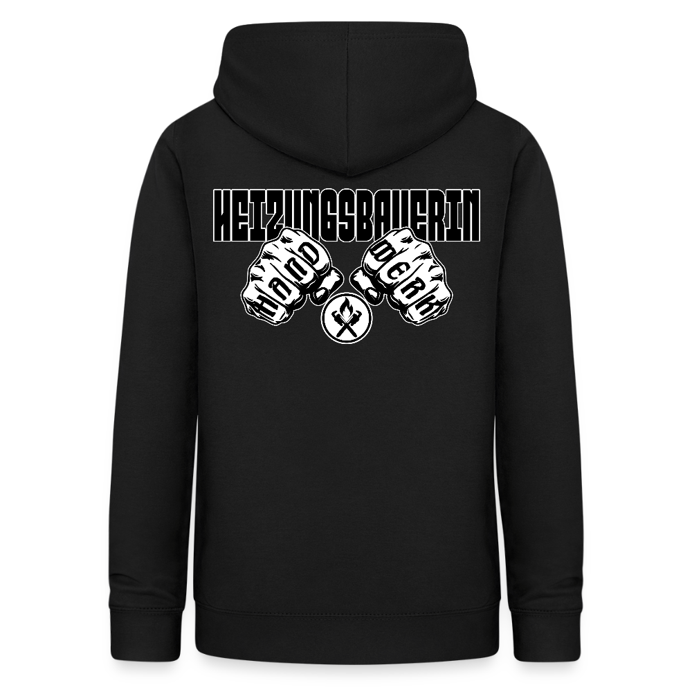 Frauen Hoodie "Heizungsbauerin" (beidseitig beruckt) - Schwarz