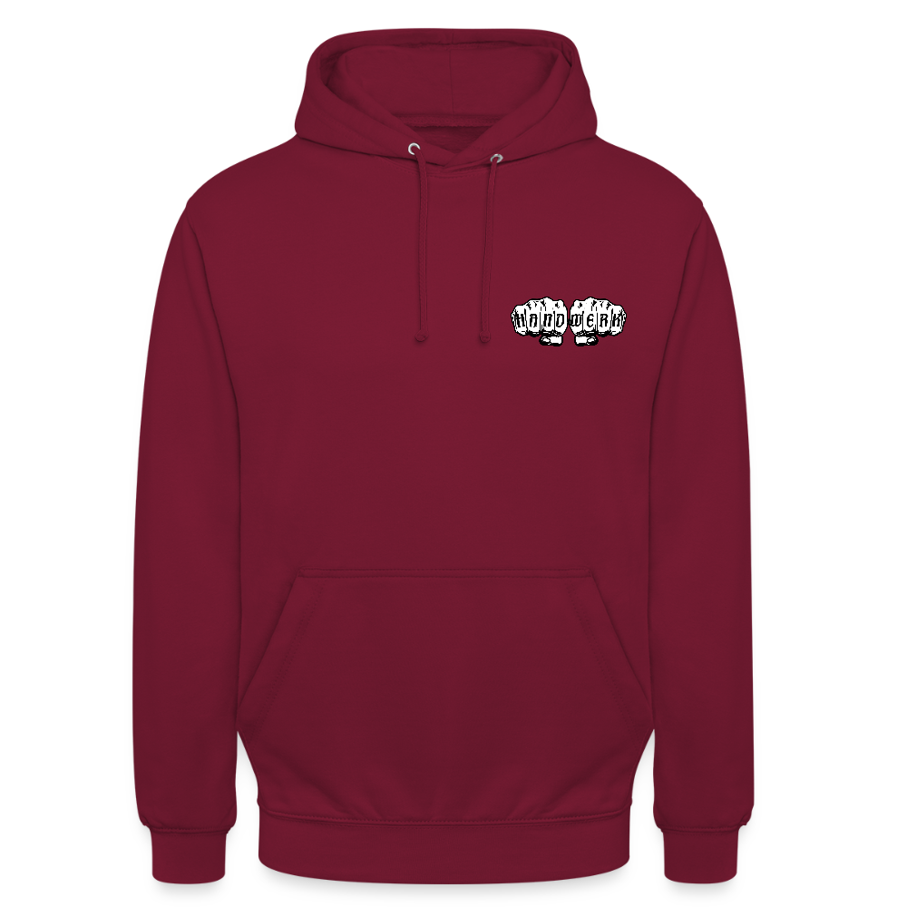 Unisex Hoodie "Heizungsbauer" (beidseitig bedruckt) - Bordeaux