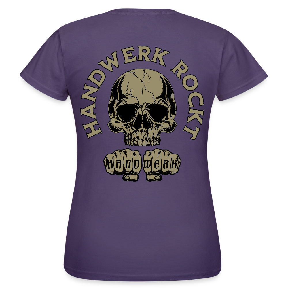 Frauen T-Shirt "Handwerk-Rockt" (beidseitig bedruckt) - Dunkellila