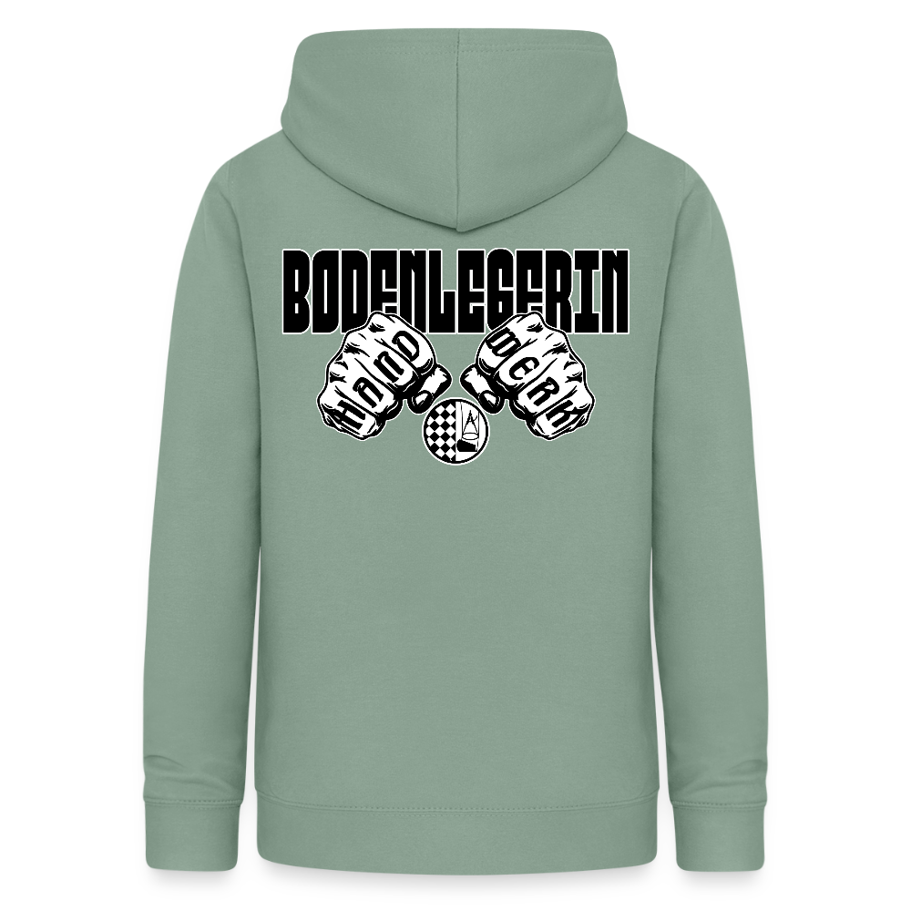 Frauen Hoodie "Bodenlegerin" (beidseitig beruckt) - Graugrün