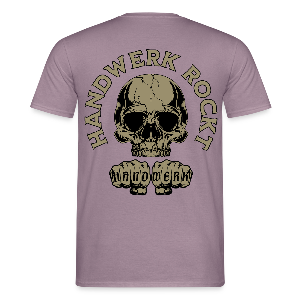 Unisex T-Shirt "Handwerk-Rockt" (beidseitig bedruckt) - Lilagrau