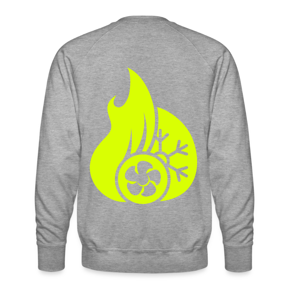 Unisex Premium Pullover "Klimatechniker" neongelb - Grau meliert