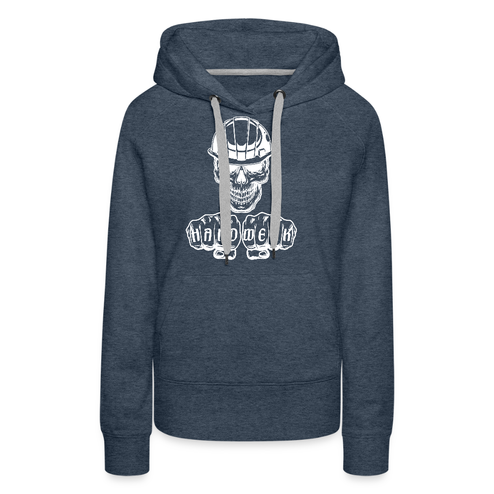Frauen Premium Hoodie "Skull-Helm-Handwerk" - Jeansblau