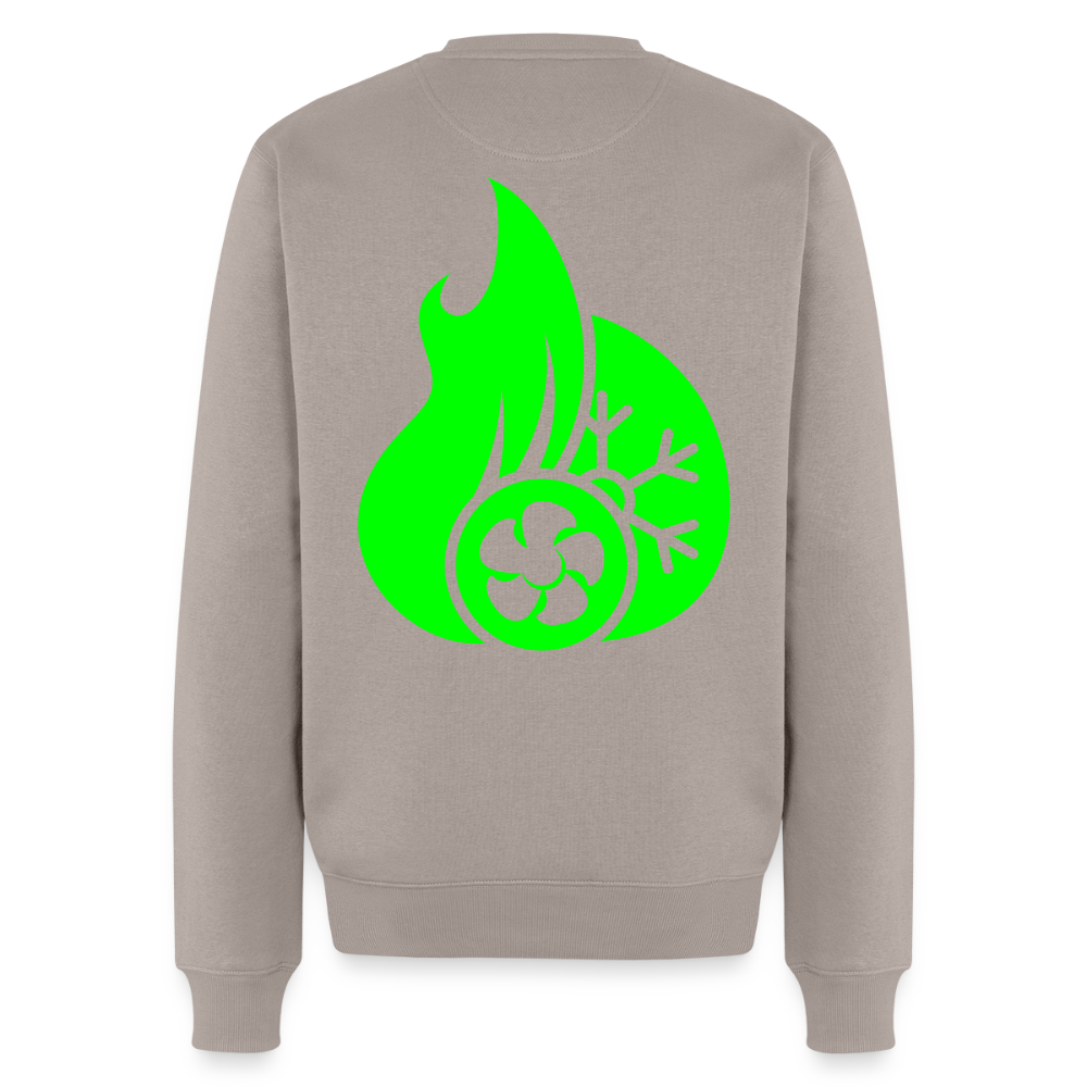 Unisex Premium Pullover "Klimatechniker" neongrün Taupe Männer Premium Pullover