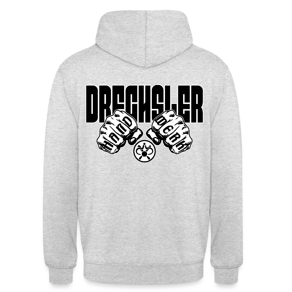 Unisex Hoodie "Drechsler" (beidseitig bedruckt) - Hellgrau meliert