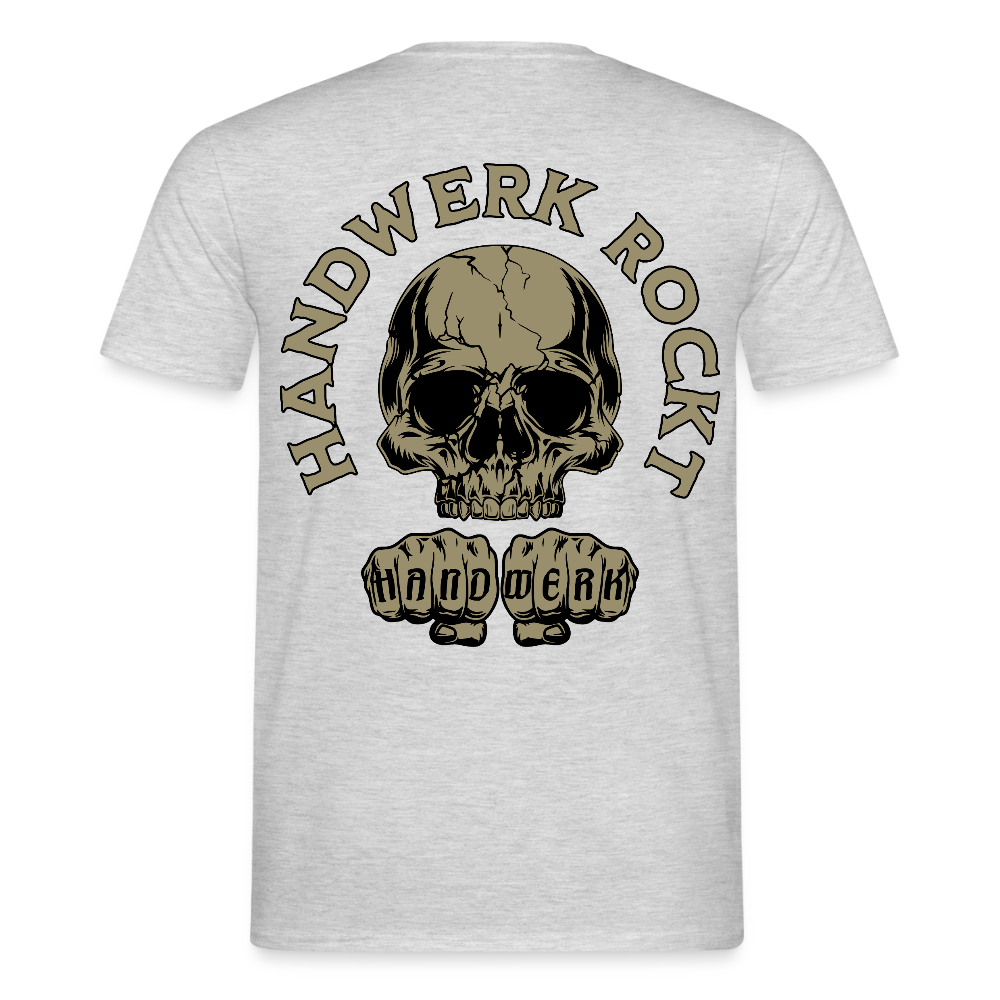 Unisex T-Shirt "Handwerk-Rockt" (beidseitig bedruckt) - Grau meliert