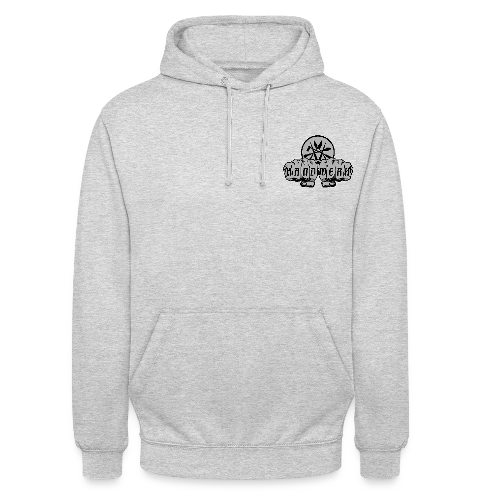 Unisex Hoodie "Spengler" beidseitig bedruckt - Hellgrau meliert