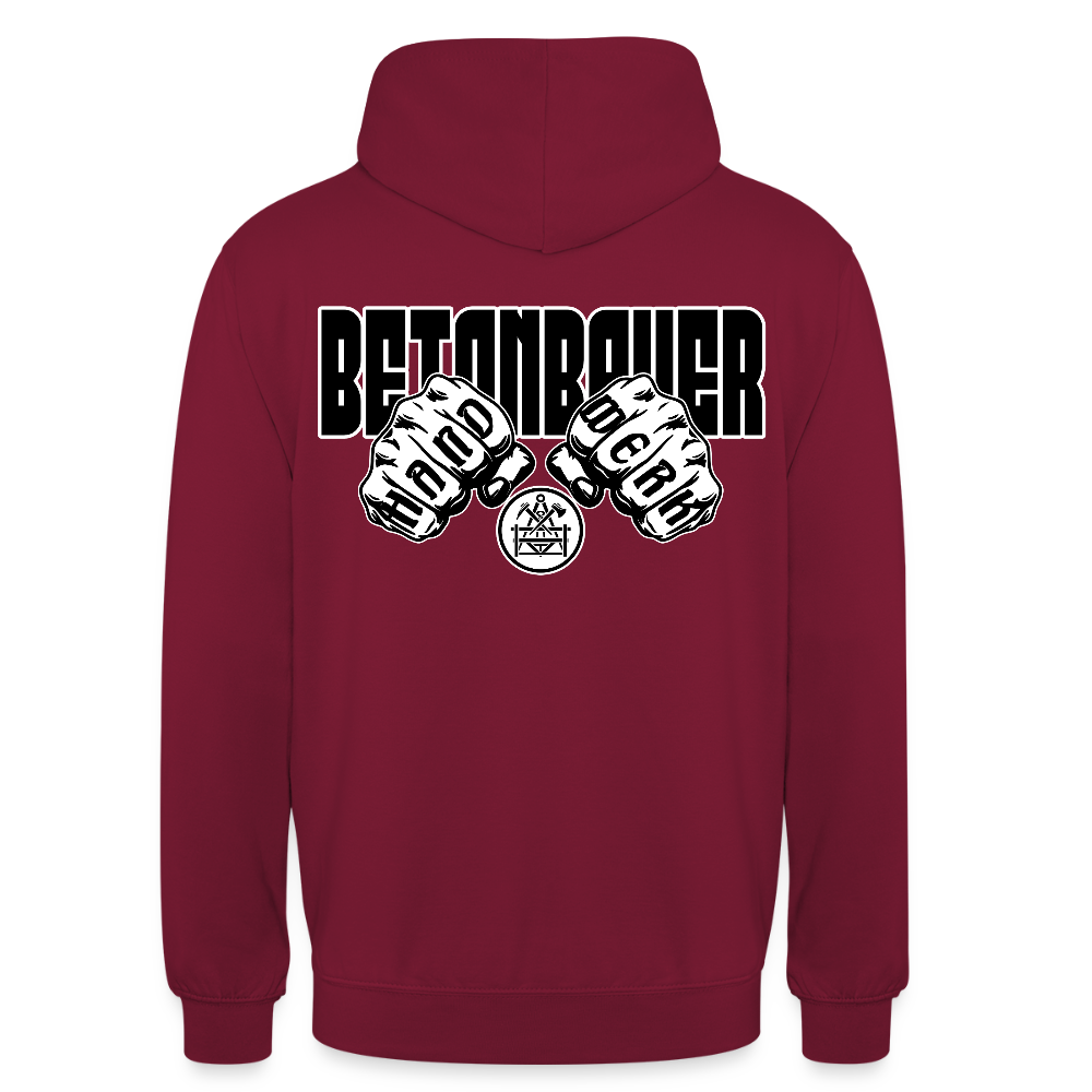 Unisex Hoodie "Betonbauer" (beidseitig bedruckt) - Bordeaux