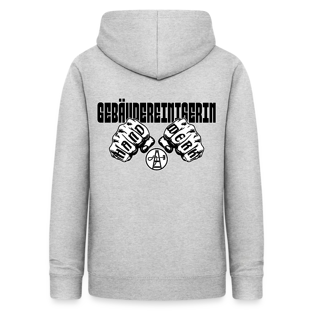 Frauen Hoodie "Gebäudereinigerin" (beidseitig bedruckt) - Hellgrau meliert