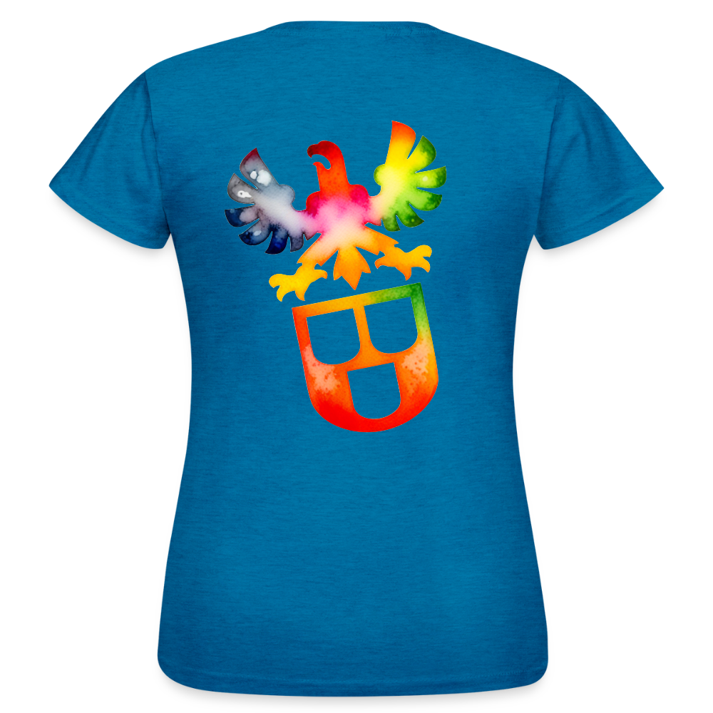 Frauen T-Shirt "Maler" (beidseitig bedruckt) - Antikblaues Saphir meliert