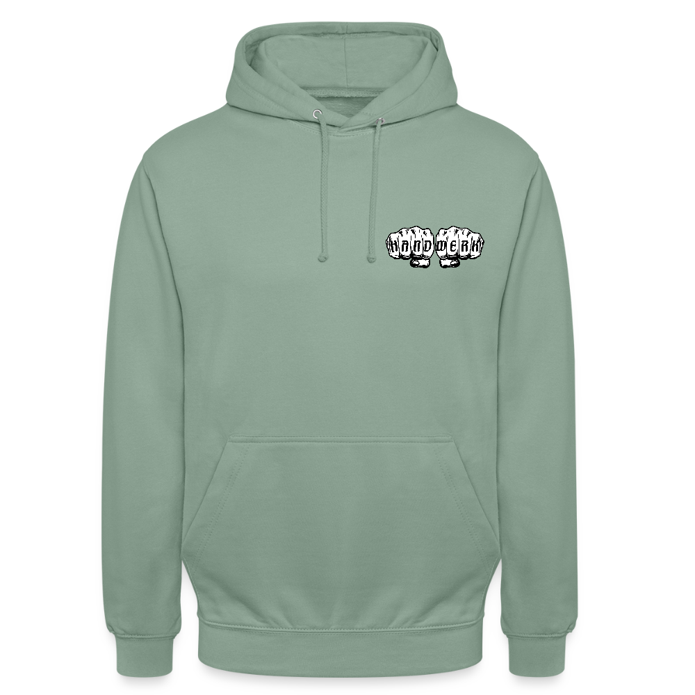 Unisex Hoodie "Klimatechniker" (beidseitig bedruckt) - Graugrün