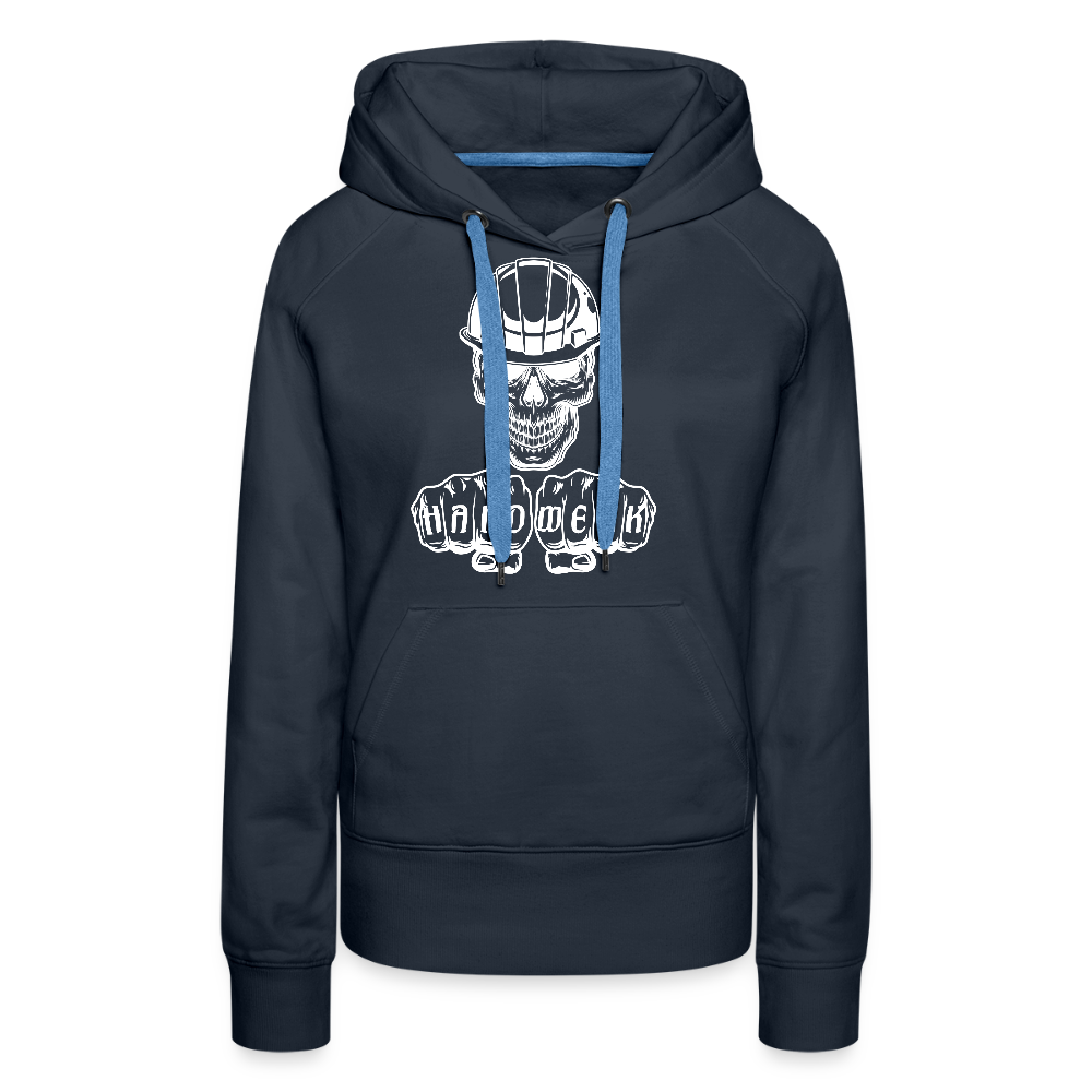 Frauen Premium Hoodie "Skull-Helm-Handwerk" - Navy