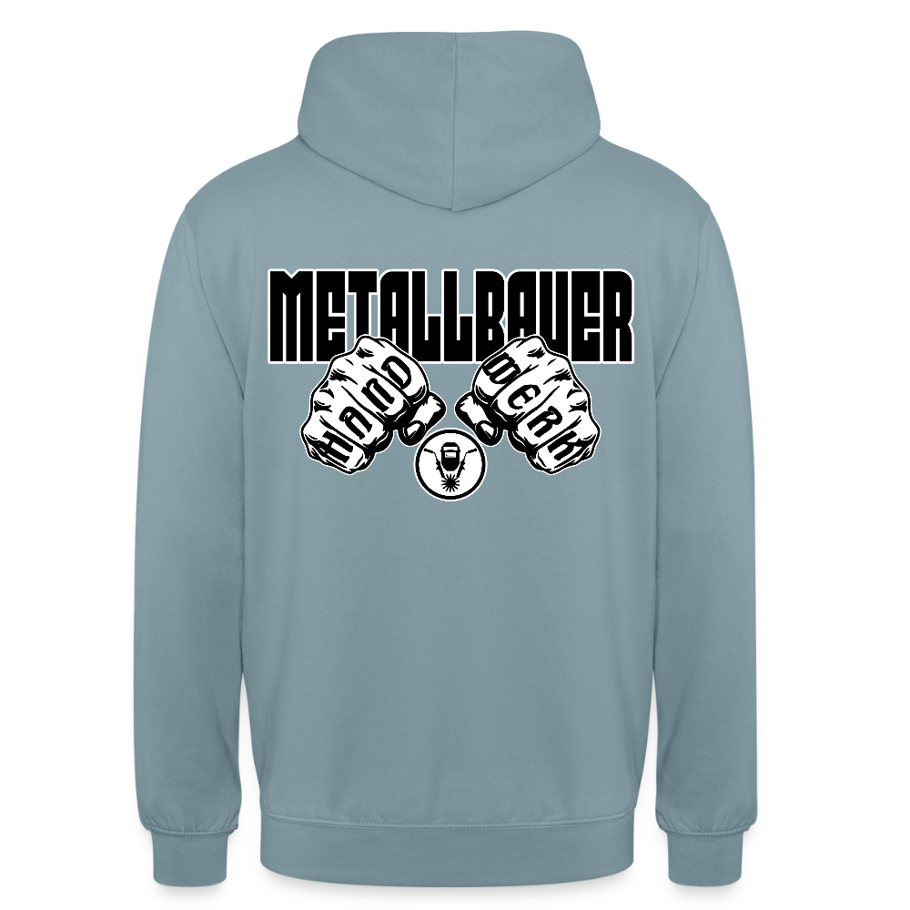 Unisex Hoodie "Metallbauer" (beidseitig bedruckt) - Nebelblau
