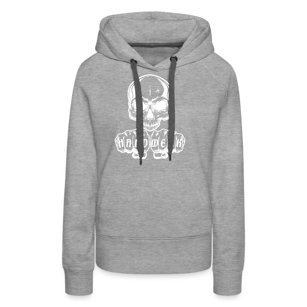 Frauen Premium Hoodie "Skull-Handwerk" - Grau meliert