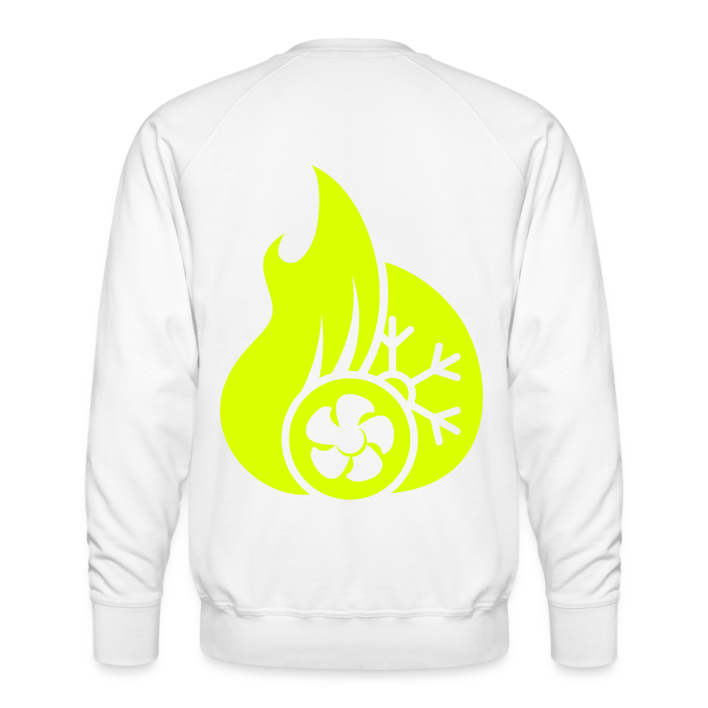 Unisex Premium Pullover "Klimatechniker" neongelb - Weiß