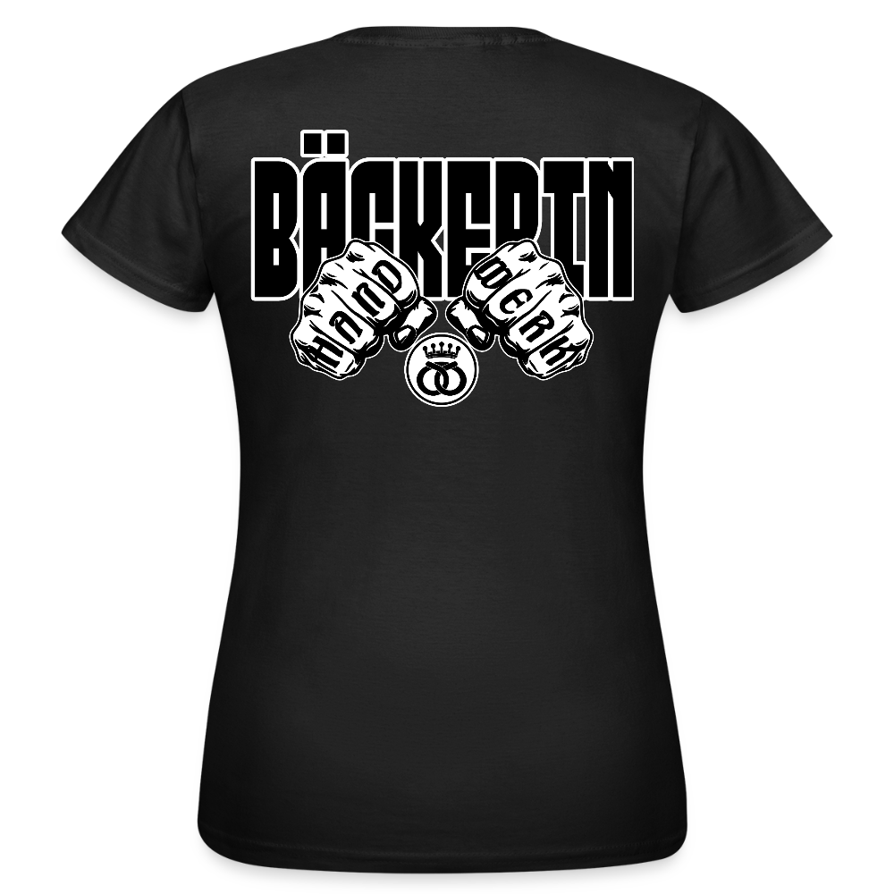 Frauen T-Shirt "Bäckerin" (beidseitig bedruckt) - Schwarz