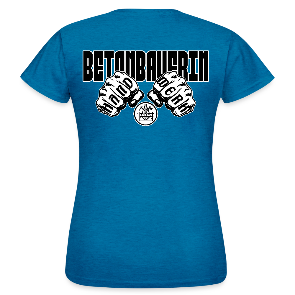 Frauen T-Shirt "Betonbauerin" (beidseitig bedruckt) - Antikblaues Saphir meliert