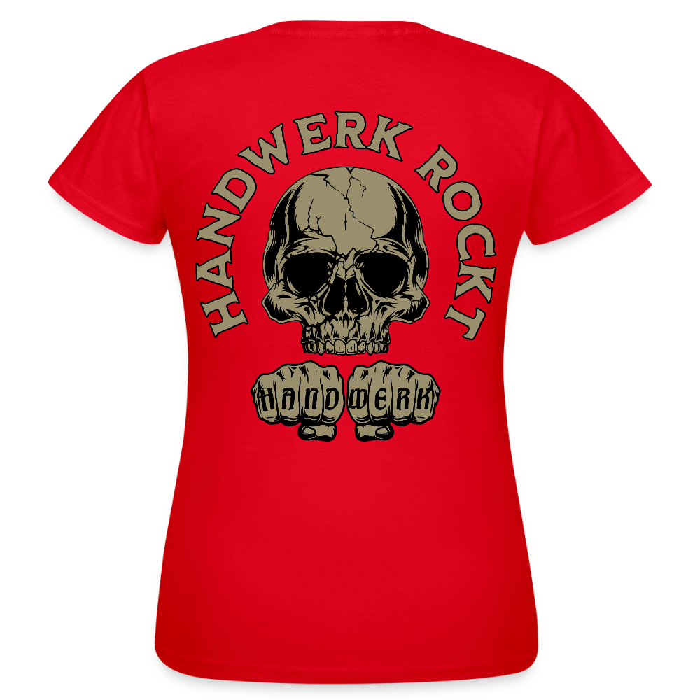 Frauen T-Shirt "Handwerk-Rockt" (beidseitig bedruckt) - Rot