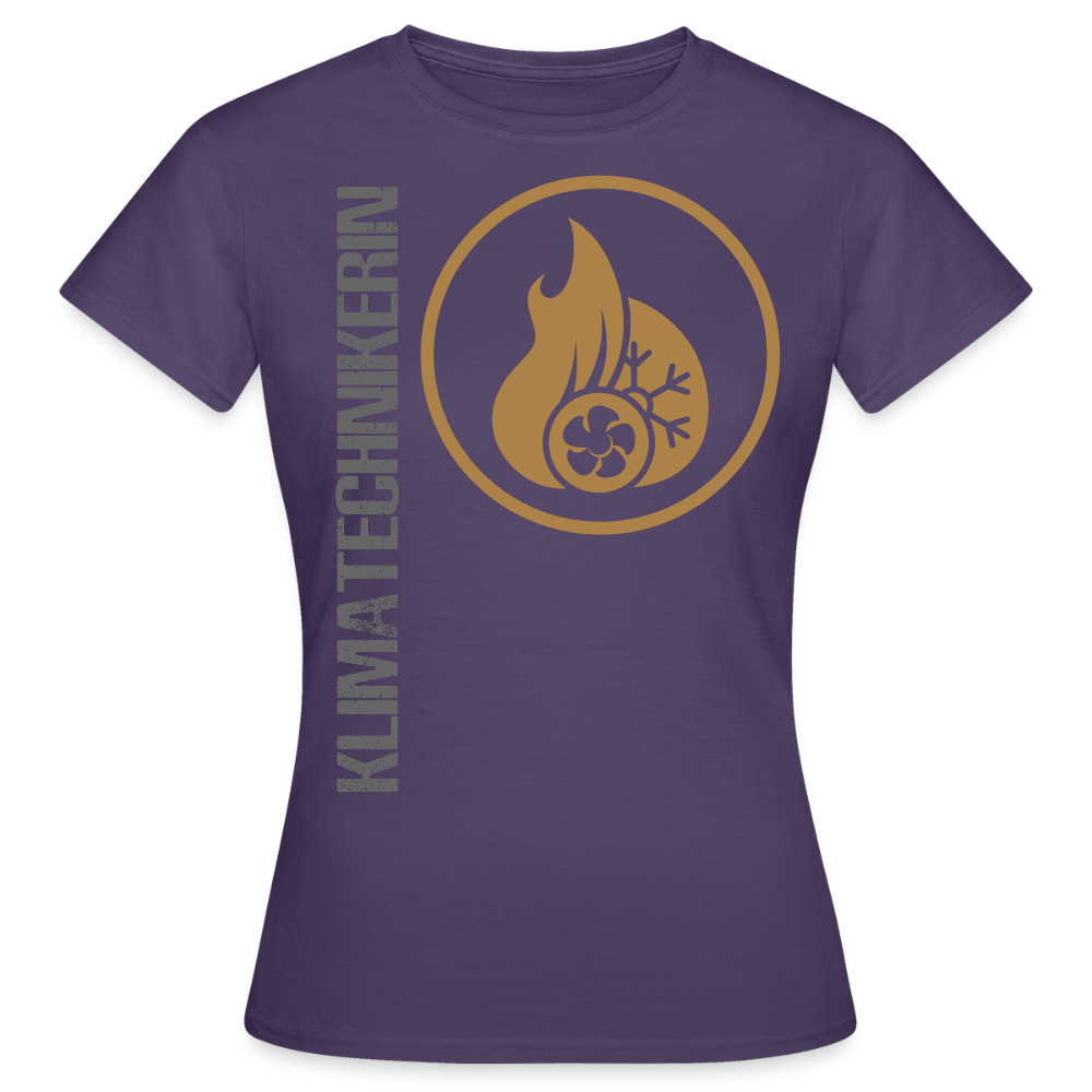 Frauen T-Shirt "Klimatechnikerin" Dunkellila Frauen T-Shirt
