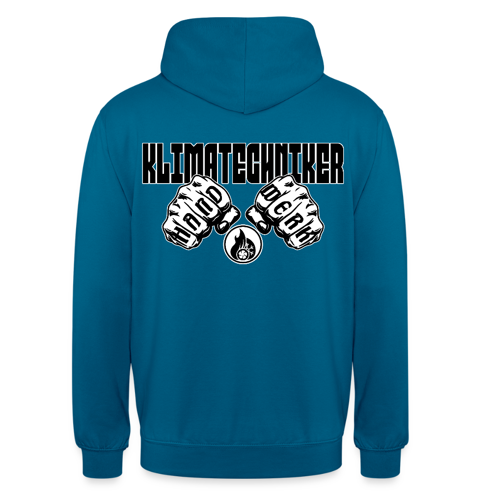 Unisex Hoodie "Klimatechniker" (beidseitig bedruckt) - Tiefseeblau