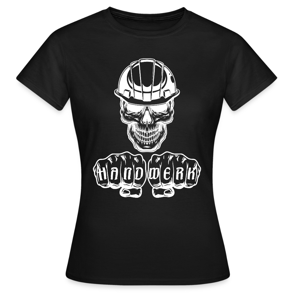 Frauen T-Shirt "Skull-Helm-Handwerk" - Schwarz
