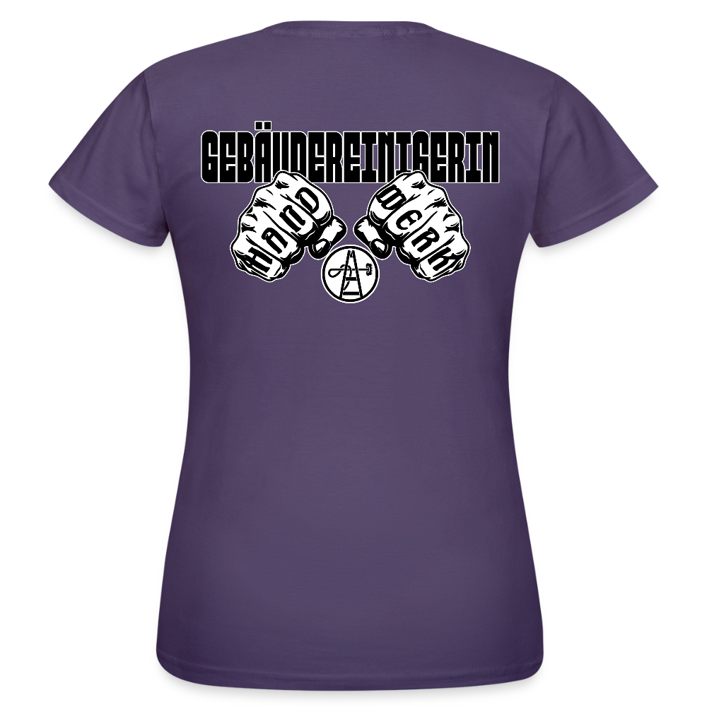Frauen T-Shirt "Gebäudereinigerin" (beidseitig bedruckt) - Dunkellila