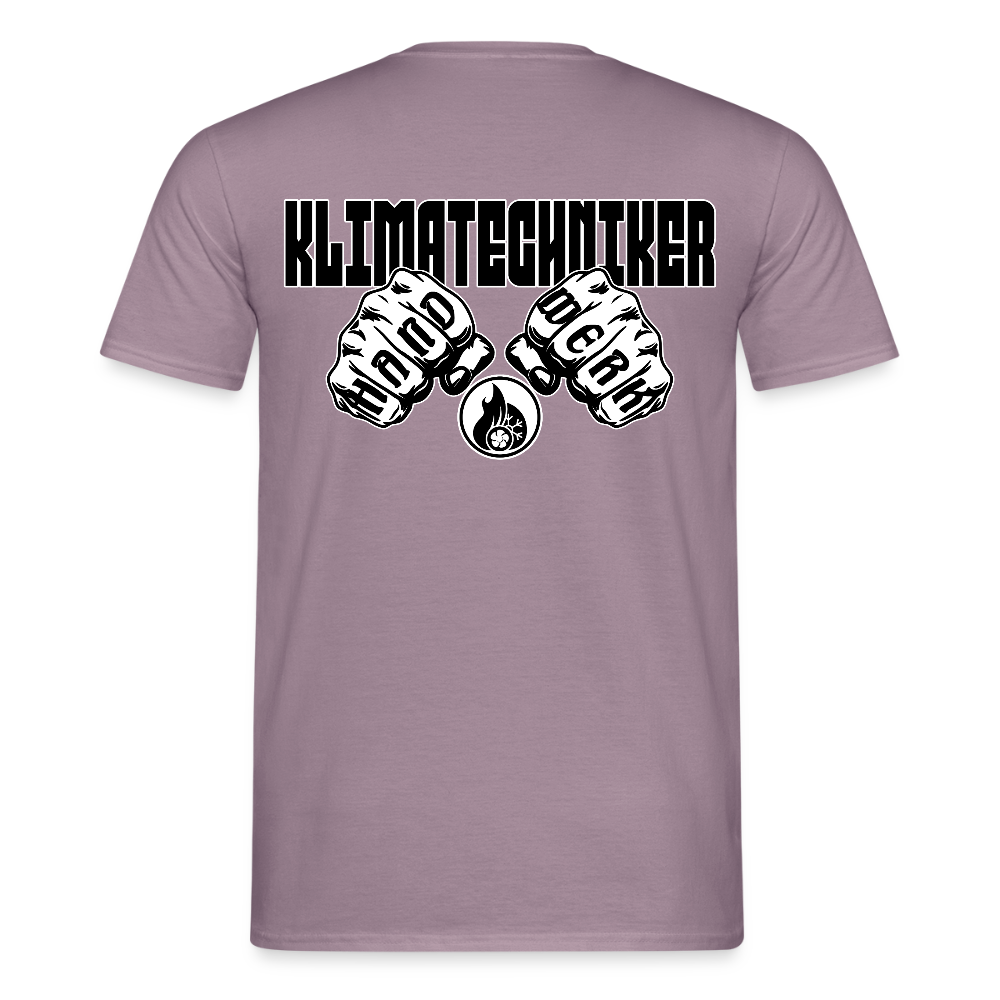 Unisex T-Shirt "Klimatechniker" (beidseitig bedruckt) Lilagrau Männer T-Shirt