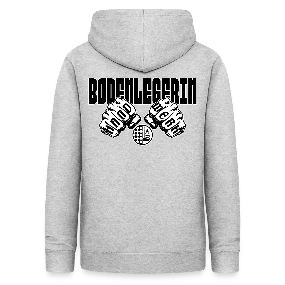 Frauen Hoodie "Bodenlegerin" (beidseitig beruckt) - Hellgrau meliert